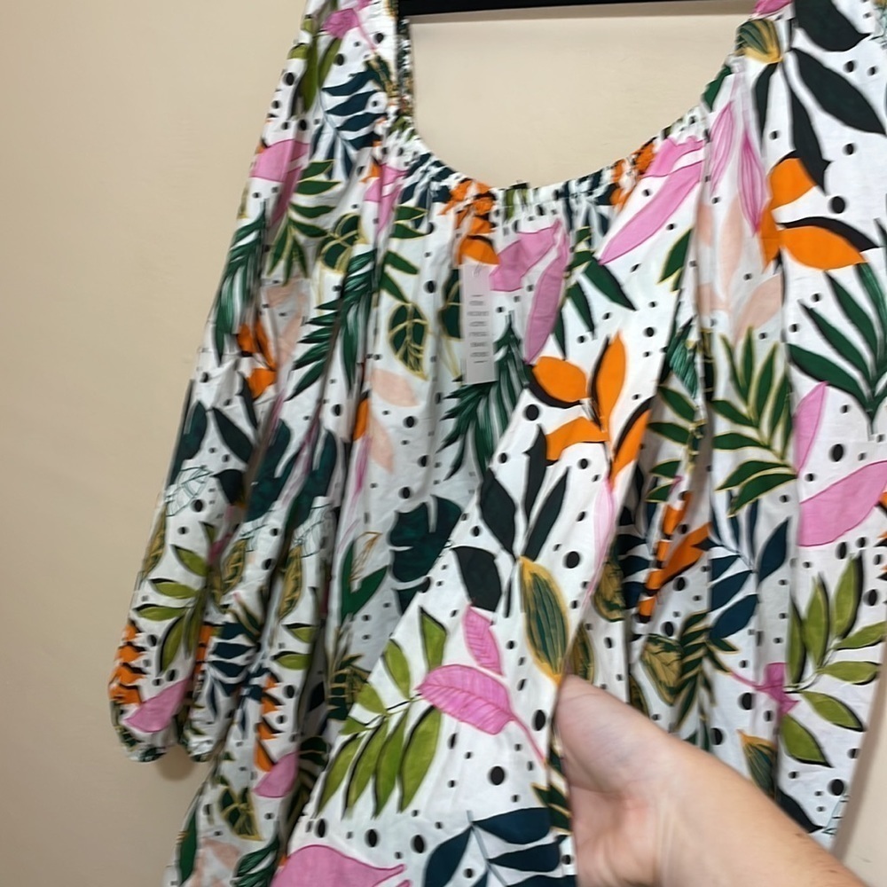 Eloquii size 22/24 full mini dress tropical palm leaf print - Picture 10 of 12